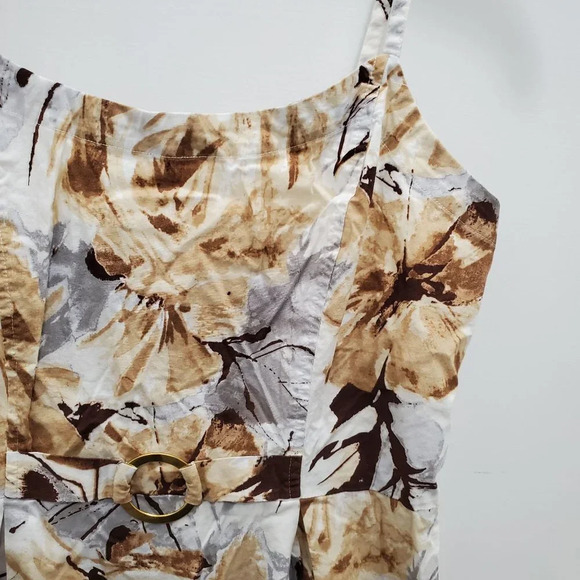 Jonathan Martin Petite Y2K Abstract Floral Print Stretch Cotton Bodycon Dress 8P - Picture 2 of 6